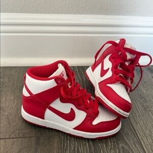 Nike Kids Red and White High-Top Sneakers